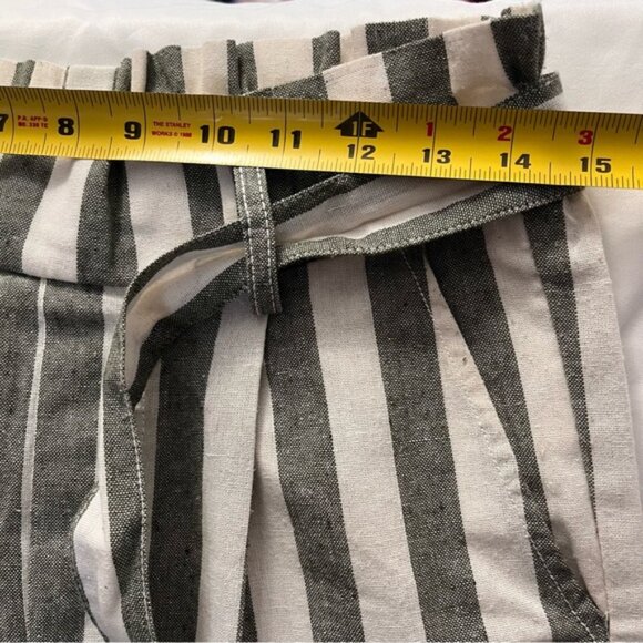 Cisono Linen Collection Striped Paperbag Waist Ankle Pants S - Picture 8 of 11
